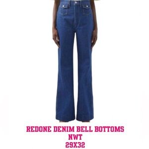 Re/Done Blue Flare Wide Leg Jeans